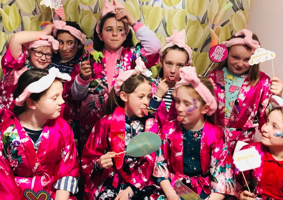Pamper party group in robes